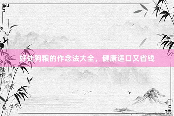 好处狗粮的作念法大全，健康适口又省钱
